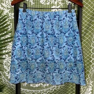 Vintage Ilyza New York Blue Paisley Mesh Layered Mini Skirt - Size Small
